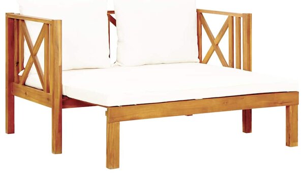 2místná zahradní lavice s poduškami 122 cm masivní akácie 310307