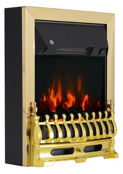 HOMCOM Elektrický Kotel s Krbem Volně Stojící Krb Seflame 1000/2000W 48.2 x 18.5 x 59.2 cm Zlatá | Aosom