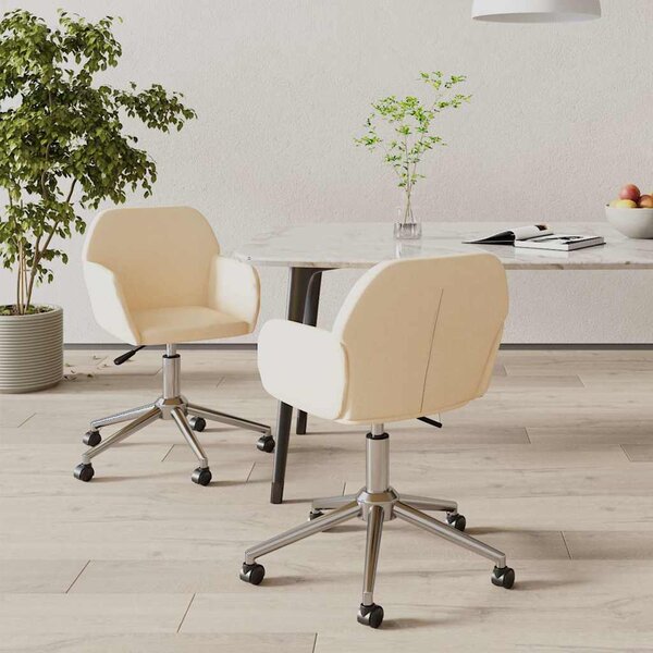 Otočné jídelní židle 2 ks krémové textil 3103085