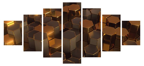 Obraz - Bronzové hexagony (210x100 cm)