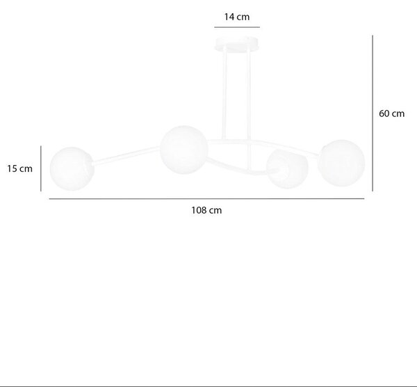 Stropní svítidlo HALLDOR 4 – celobílé, sklo, 4× E14, šířka 108 cm