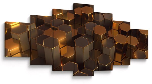 Obraz - Bronzové hexagony (210x100 cm)