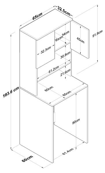Kalune Design Koupelnová skříňka nad pračku KD101 ořech/bílá