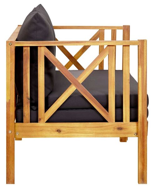 2místná zahradní lavice s poduškami 122 cm masivní akácie 310308