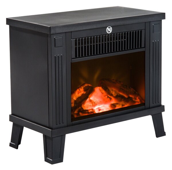 HOMCOM Elektrický Krb Elektrická Kamna s Efektem Plamene 600/1200W, Kov, Černá, 34x17x31 cm | Aosom
