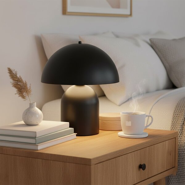 Stolní lampa KAVA LN1 – černá, 1× E27, šířka 30 cm