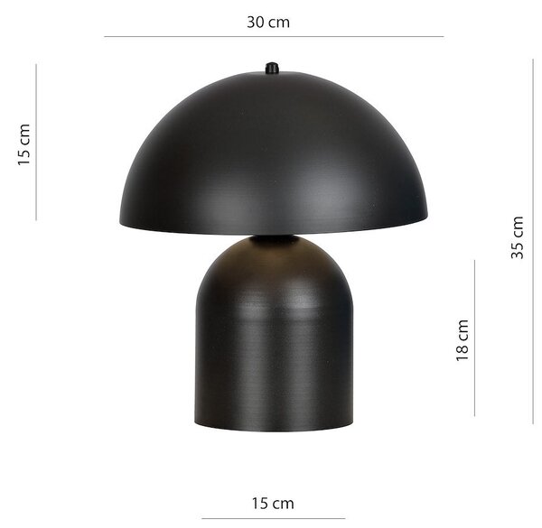 Stolní lampa KAVA LN1 – černá, 1× E27, šířka 30 cm