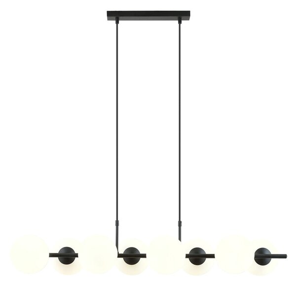 Závěsné svítidlo RORY 8 – černé, opálové sklo, 8× E14, šířka 115 cm