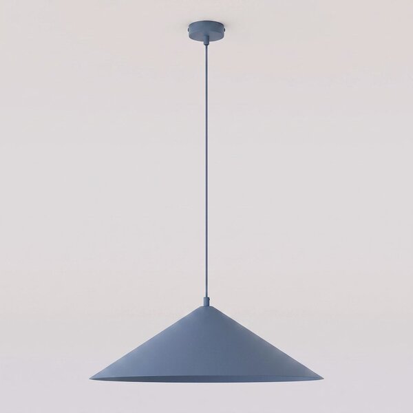 Závěsné svítidlo MONO 1L – tlumeně modré, bílé sklo, 1× E14, šířka 50 cm