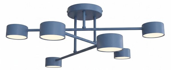 Stropní svítidlo HALO 6 – tlumeně modré, 6× GX53, šířka 60 cm