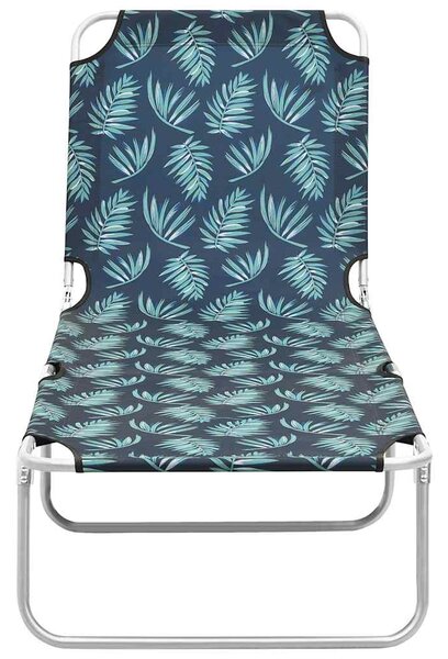Skládací zahradní lehátko ocel a textil potisk se vzorem listů 310331