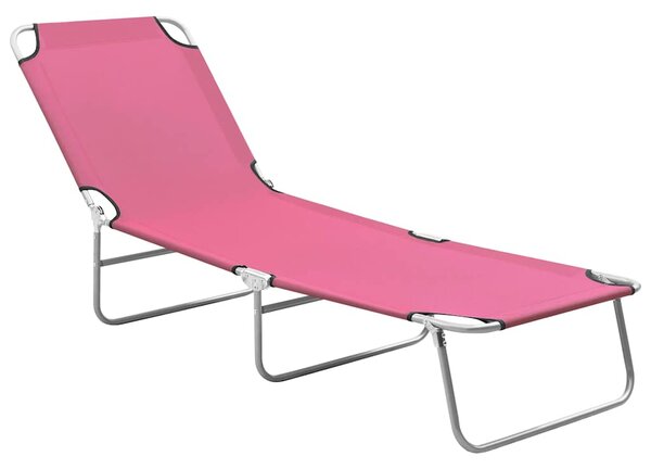 Skládací zahradní lehátko ocel a textil růžové 310330