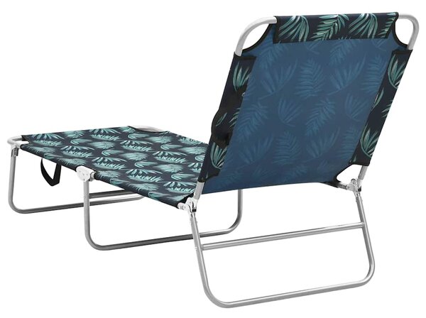 Skládací zahradní lehátko ocel a textil potisk se vzorem listů 310331