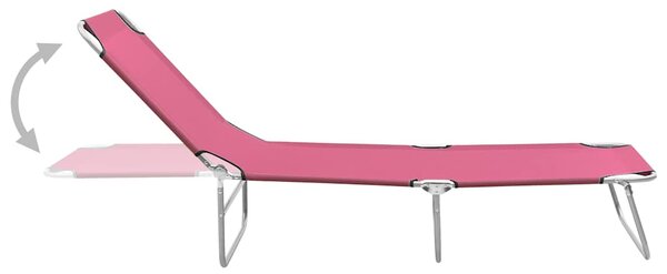 Skládací zahradní lehátko ocel a textil růžové 310330