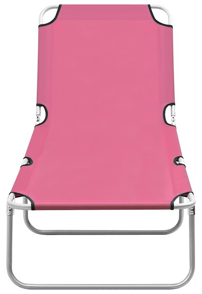 Skládací zahradní lehátko ocel a textil růžové 310330