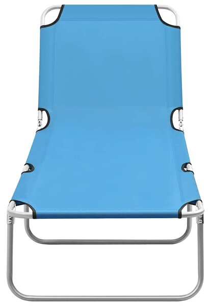 Zahradní lehátko ocel a textil tyrkysově modré 310329