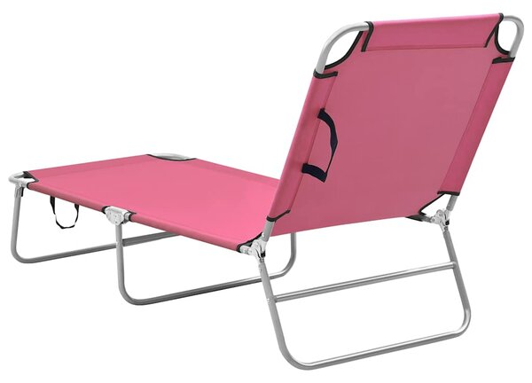 Skládací zahradní lehátko ocel a textil růžové 310330