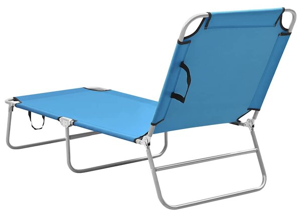 Zahradní lehátko ocel a textil tyrkysově modré 310329