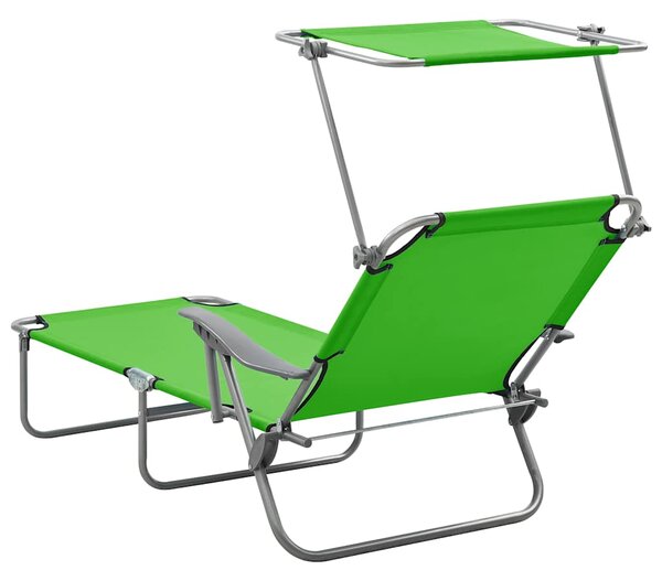 Zahradní lehátko se stříškou ocel zelené 310335