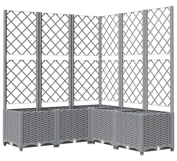 Zahradní truhlík s treláží světle šedý 120 x 120 x 136 cm PP 153278