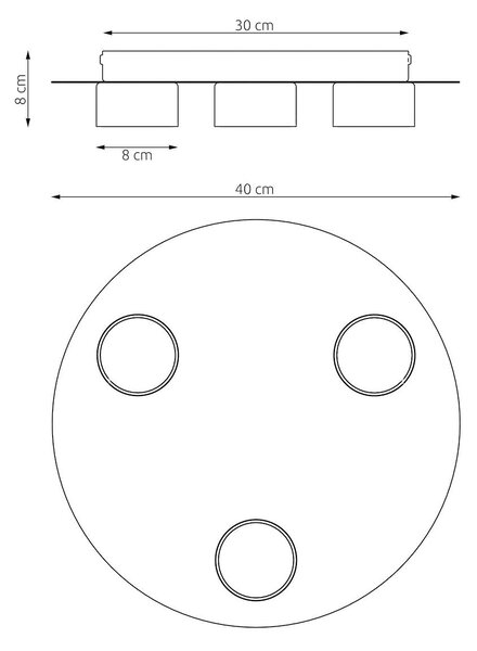 Stropní svítidlo BOLX 3 – vínové, 3× GX53, šířka 40 cm