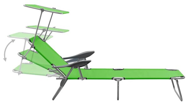 Zahradní lehátko se stříškou ocel zelené 310335
