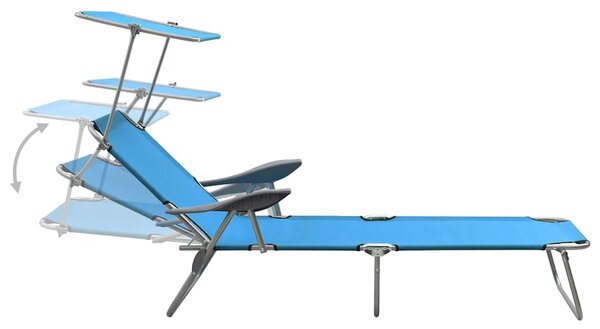 Zahradní lehátko se stříškou ocel modré 310336
