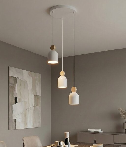 Závěsné svítidlo MESI 3 PREM – bílé, 3× GU10, šířka 34 cm