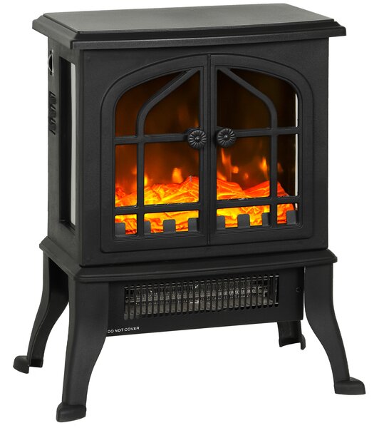Elektrický krb s 3D efektem plamene, 1800/900 W, dekorativní falešný krb, nastavitelný termostat, 39x24x48 cm, černý