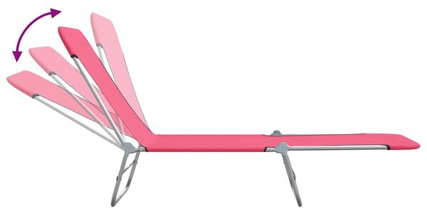 Skládací zahradní lehátka 2 ks ocel a textil růžová 310345