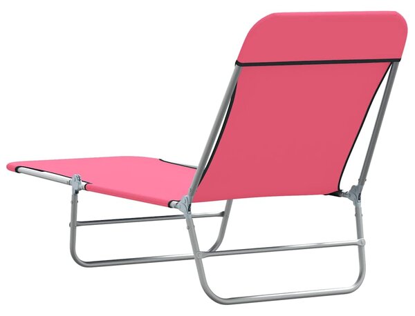 Skládací zahradní lehátka 2 ks ocel a textil růžová 310345