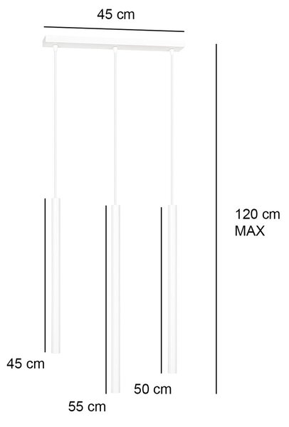 Závěsné svítidlo SELTER 3 – bílé, 3× G9, šířka 45 cm