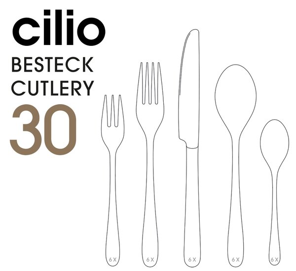SADA PŘÍBORŮ nerezová ocel 30dílné Cilio - Online Only vaření, Online Only