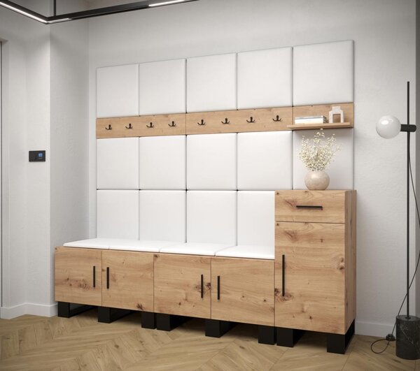 Předsíňová stěna Artin 8 - dub Artisan Barva: Černá Ekokůže