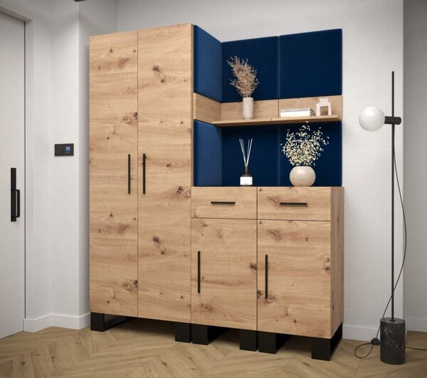 Předsíňová stěna Artin 7 - dub Artisan Barva: Tmavě šedá - Manila 16