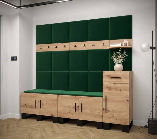 Předsíňová stěna Artin 8 - dub Artisan Barva: Černá Ekokůže