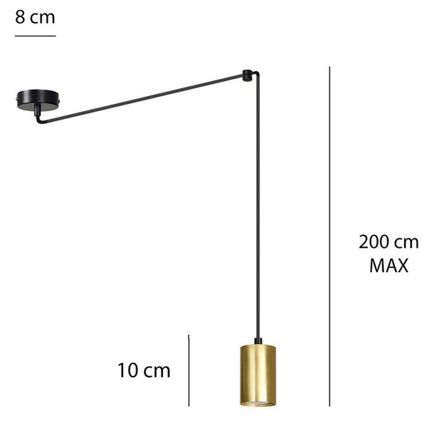 Závěsné svítidlo TRAKER 1 – černé / zlaté, 1× GU10, šířka 8 cm