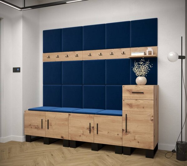 Předsíňová stěna Artin 8 - dub Artisan Barva: Černá Ekokůže