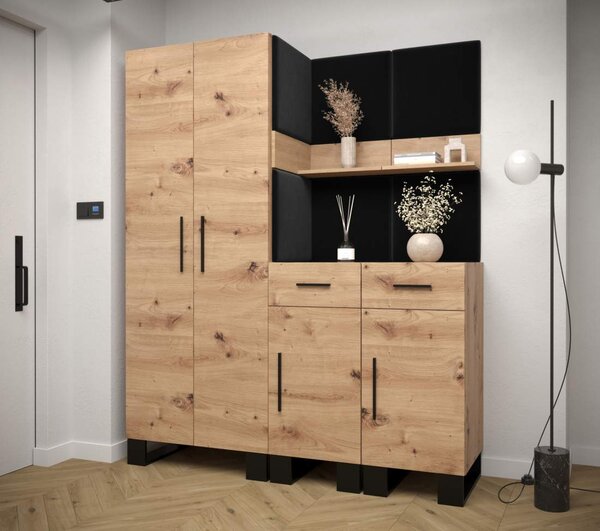 Předsíňová stěna Artin 7 - dub Artisan Barva: Tmavě šedá - Manila 16