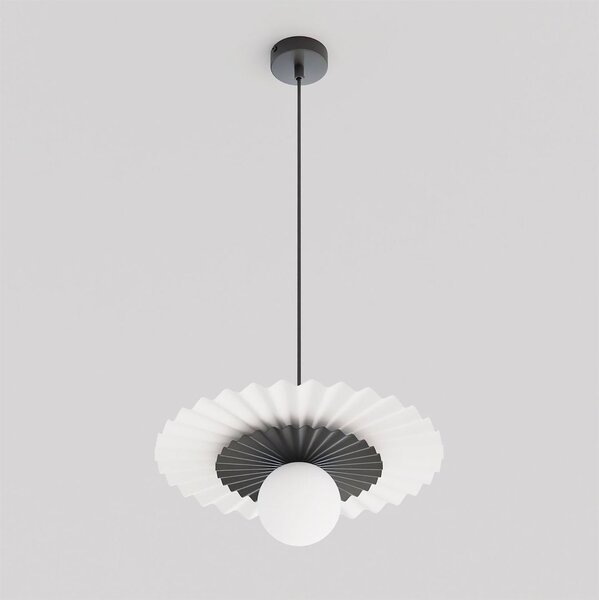 Závěsné svítidlo UMBRA 1 – bílé / černé, sklo, 1× G9, šířka 35 cm