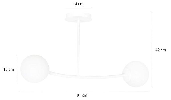Stropní svítidlo HALLDOR 2 – celobílé, sklo, 2× E14, šířka 81 cm