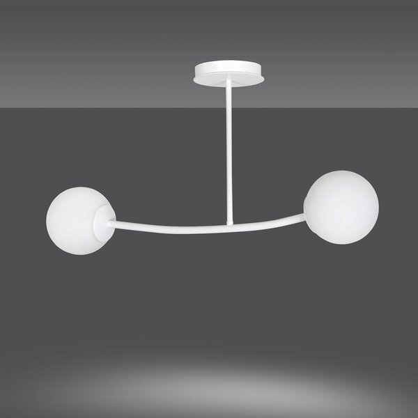 Stropní svítidlo HALLDOR 2 – celobílé, sklo, 2× E14, šířka 81 cm