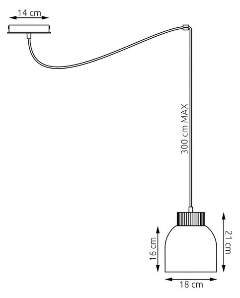 Závěsné svítidlo KRU 1 – moka, 1× E27, šířka 300 cm