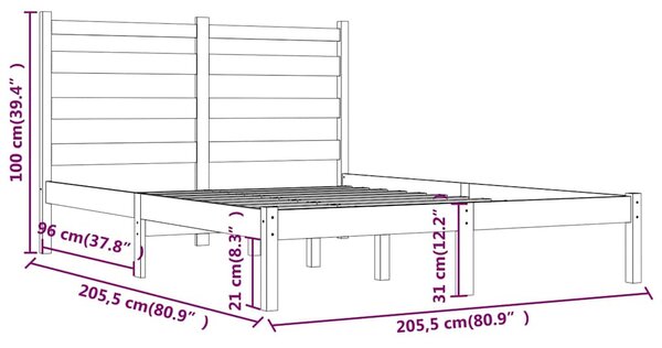 Rám postele černý masivní borovice 200 x 200 cm 3103672