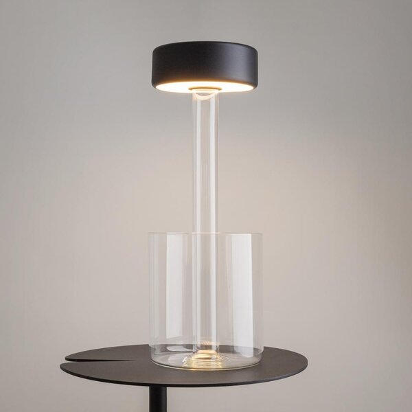 Maytoni Přenosná stolní stmívatelná LED lampa jejíž vzhled navrhla AI, 3W, v. 34,8 cm, 2200K-4000K, IP20 Barva: Černá/Čirá