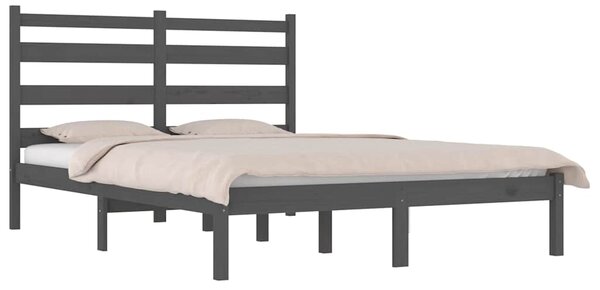 Rám postele šedý masivní borovice 200 x 200 cm 3103670