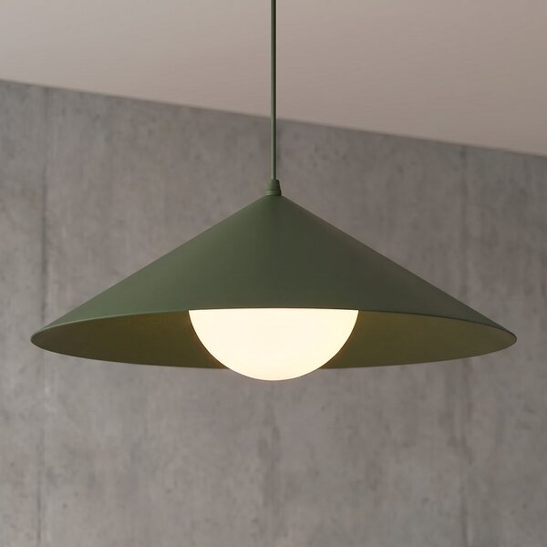 Závěsné svítidlo MONO 1M – olivově zelené, bílé sklo, 1× E14, šířka 40 cm