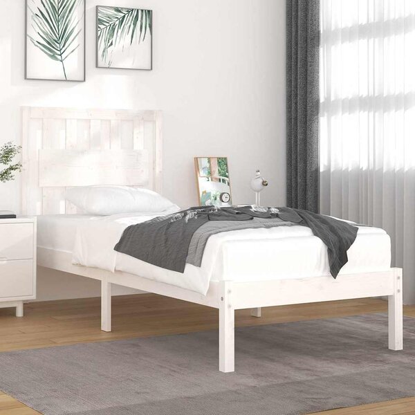 Rám postele bílý masivní borovice 90 x 190 cm jednolůžko 3103899