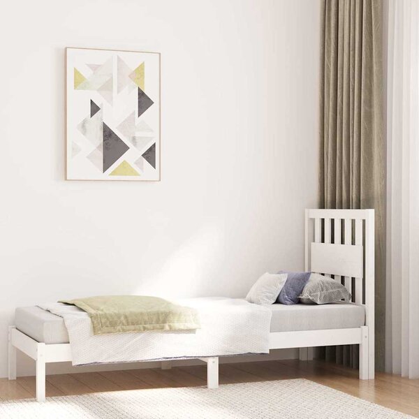 Rám postele bílý masivní borovice 75 x 190 cm malé jednolůžko 3103894