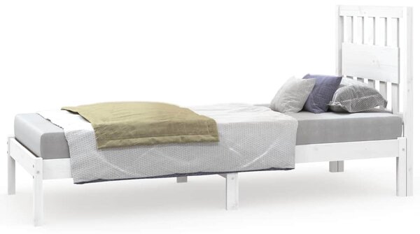 Rám postele bílý masivní borovice 75 x 190 cm malé jednolůžko 3103894